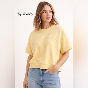 Madewell Yellow Short-Sleeve Cropped Sweatshirt